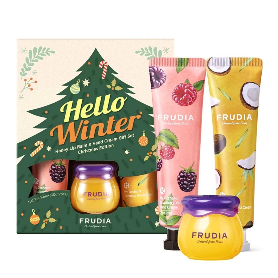 Matkakokoiset Tuotteet Frudia | [Frudia] Honey Lip Balm & Hand Cream Gift Set Hello Winter Christmas Edition