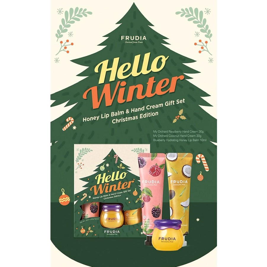 Matkakokoiset Tuotteet Frudia | [Frudia] Honey Lip Balm & Hand Cream Gift Set Hello Winter Christmas Edition