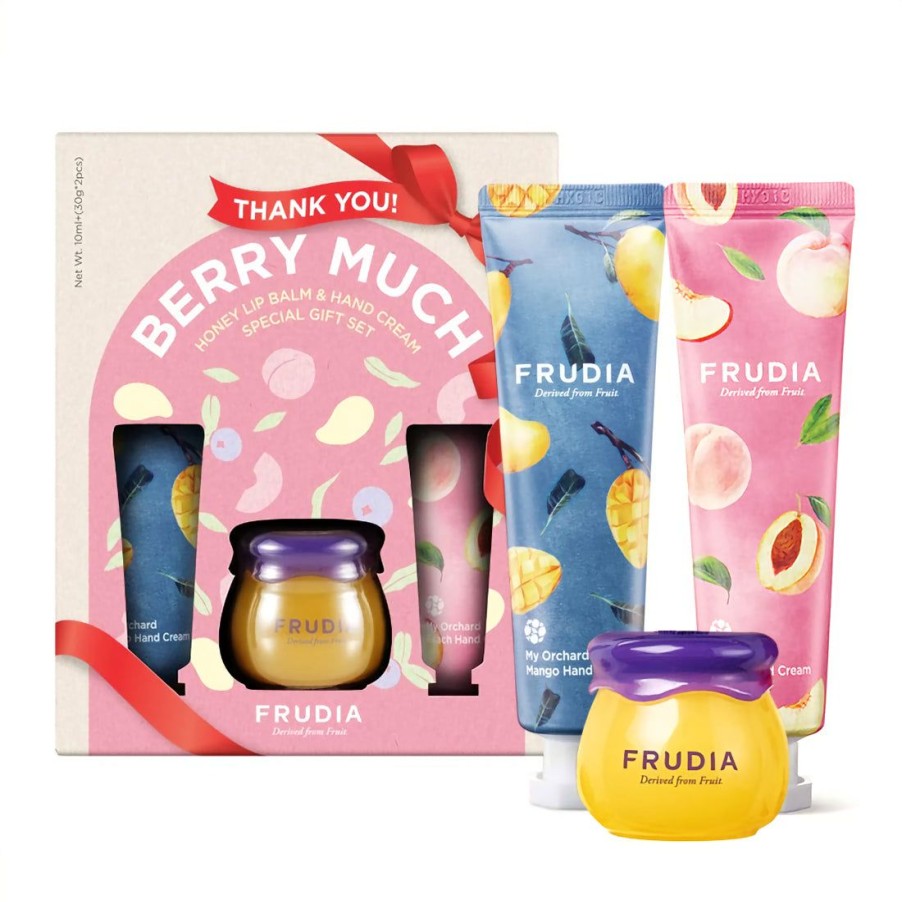 Matkakokoiset Tuotteet Frudia | [Frudia] Honey Lip Balm & Hand Cream Gift Set Thank You Berry Much