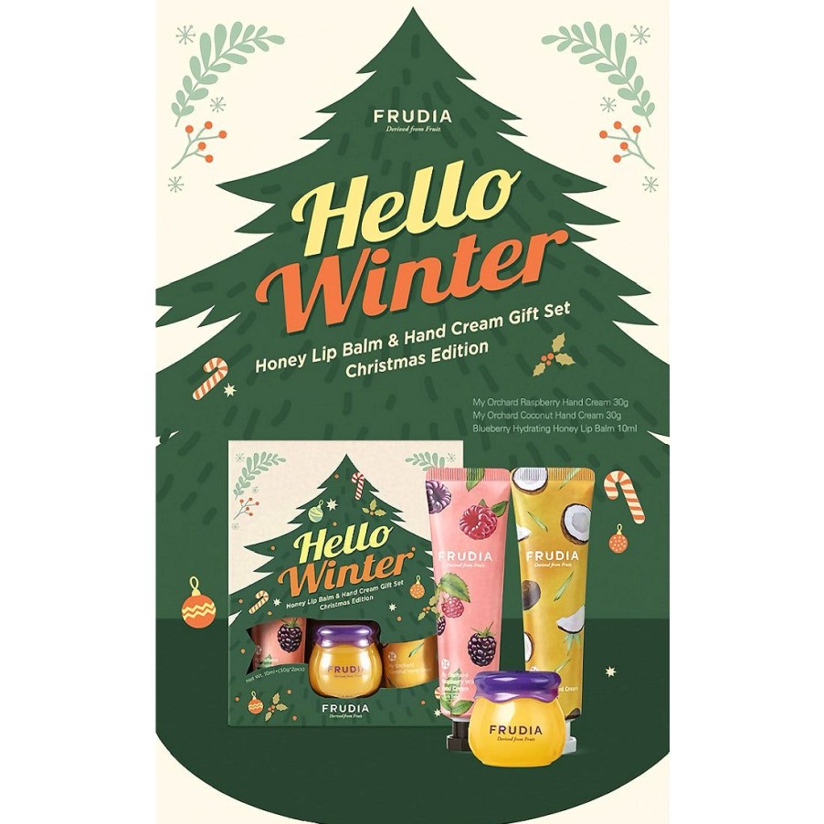 Ihonhoito Frudia | [Frudia] Honey Lip Balm & Hand Cream Gift Set Hello Winter Christmas Edition